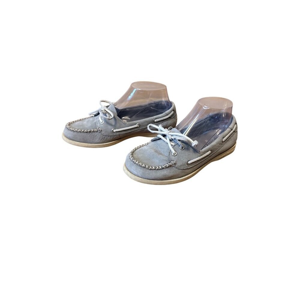 Sperry Light Grey Suede Skimmer Boat Shoes Nautical Comfort Casual Loafers Size